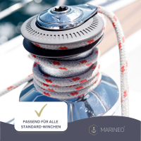 MARINEO Winschkurbel Winch - Kurbel mit Arretierung, grau rot