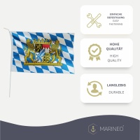 Marineo Gastlandflagge Bootsfahne Gastflagge Fahne Flagge f&uuml;r Boot oder Motorrad - 20 x 30cm, Bayern