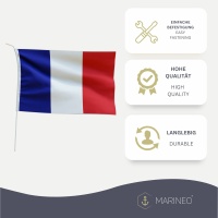 Marineo Gastlandflagge Bootsfahne Gastflagge Fahne Flagge f&uuml;r Boot oder Motorrad - 20 x 30cm, Frankreich