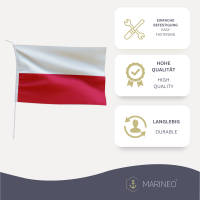 Marineo Gastlandflagge Bootsfahne Gastflagge Fahne Flagge f&uuml;r Boot oder Motorrad - 20 x 30cm, Polen