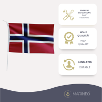 Marineo Gastlandflagge Bootsfahne Gastflagge Fahne Flagge f&uuml;r Boot oder Motorrad - 20 x 30cm, Norwegen