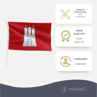 Marineo Gastlandflagge Bootsfahne Gastflagge Fahne Flagge f&uuml;r Boot oder Motorrad - 20 x 30cm, Hamburg