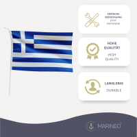 Marineo Gastlandflagge Bootsfahne Gastflagge Fahne Flagge f&uuml;r Boot oder Motorrad - 20 x 30cm, Griechenland
