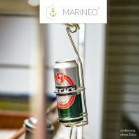 MARINEO Reling Getr&auml;nkehalter Dosenhalter Flaschenhalter Bierhalter aus hochwertigem Edelstahl f&uuml;r Boot Garten oder Camping - 26,5 x 7,5 cm