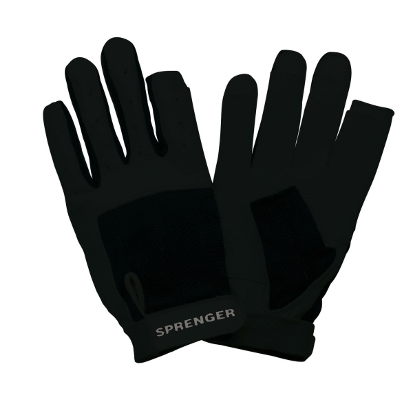 Segel-Handschuhe S - Ziegenleder, schwarz, Daumen und Zeigefinger ohne Kuppen